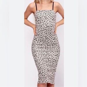 NWT By Egreis Cheetah Print Cocktail Bodycon Slip Dress Revolve Club Party Small